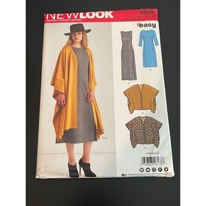 00486 - New Look Sewing Pattern 6573 Women Misses Easy Dress Cape Vest Size 8-18